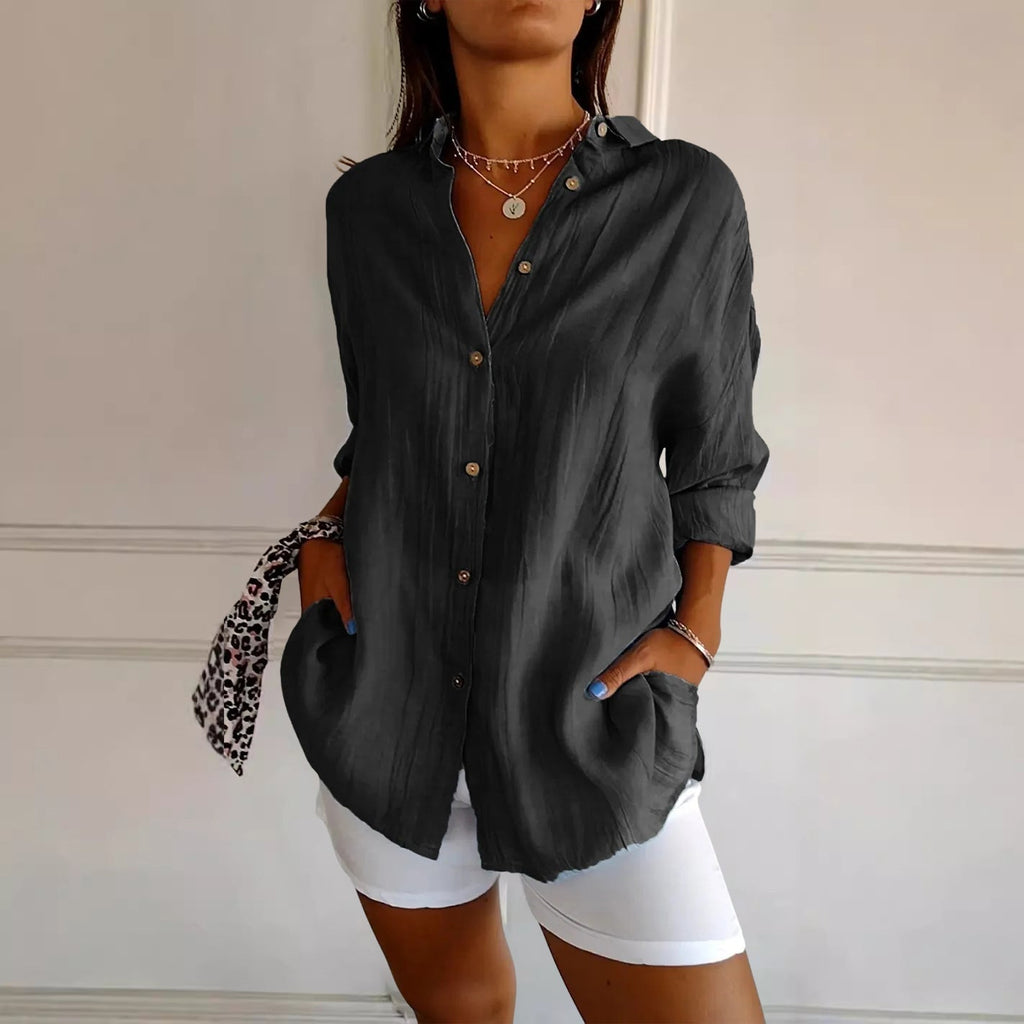 Women’s Pleated Shirt Soft Peach Blossom Fabric 0