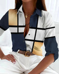 Women’s Plus Size Button-Up Shirt Abstract Geometric Print Design 0