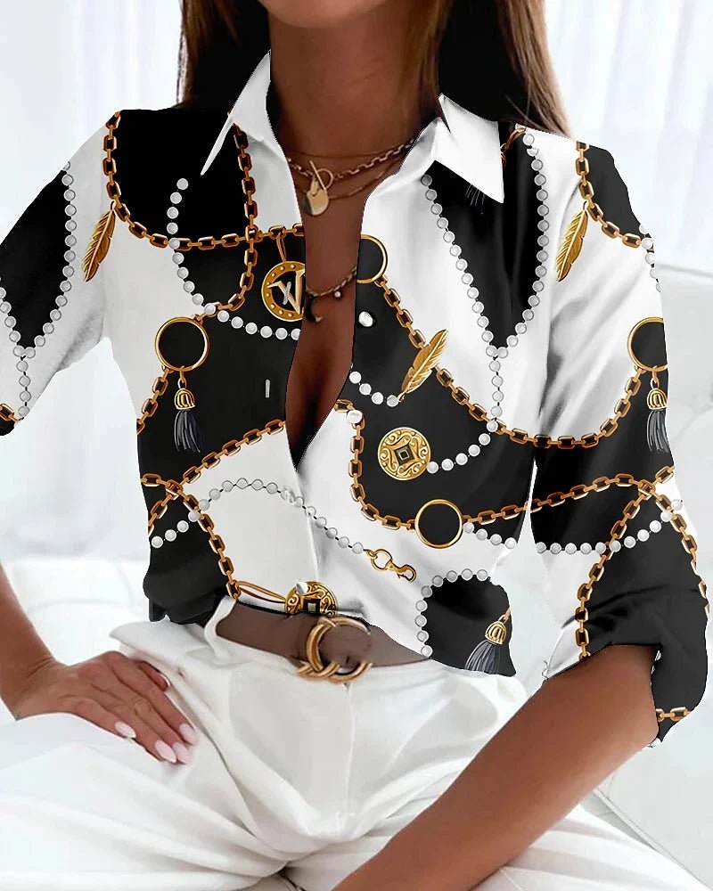 Women’s Plus Size Button-Up Shirt Abstract Geometric Print Design 3