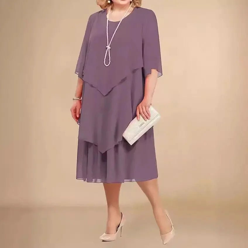 Women’s Plus Size Chiffon Dress Asymmetrical Knee Length for Weddings and Formal Events 1