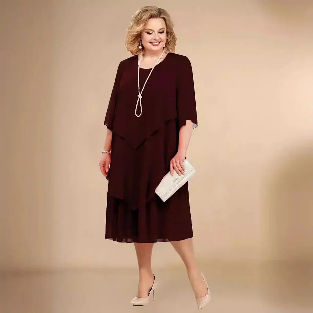 Women’s Plus Size Chiffon Dress Asymmetrical Knee Length for Weddings and Formal Events 3
