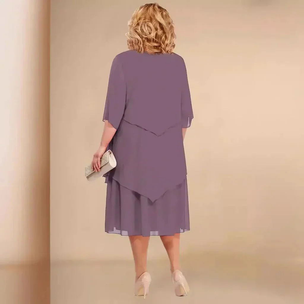 Women’s Plus Size Chiffon Dress Asymmetrical Knee Length for Weddings and Formal Events 4