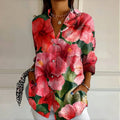 Women’s Plus Size Floral Blouse Relaxed Button-Up Design 0