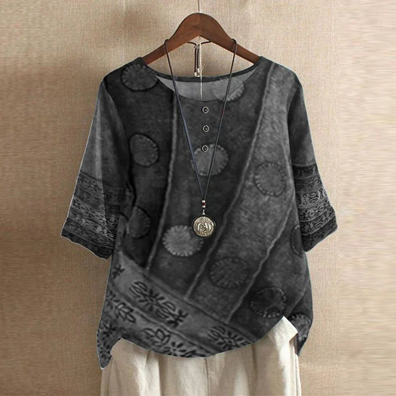 Women’s Plus Size Floral Blouse Relaxed Vintage Summer Style 1