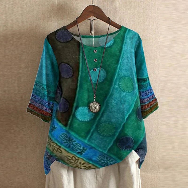 Women’s Plus Size Floral Blouse Relaxed Vintage Summer Style 2