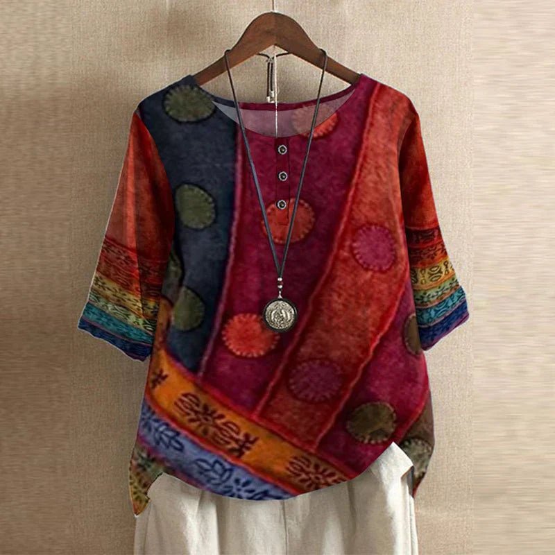 Women’s Plus Size Floral Blouse Relaxed Vintage Summer Style 3