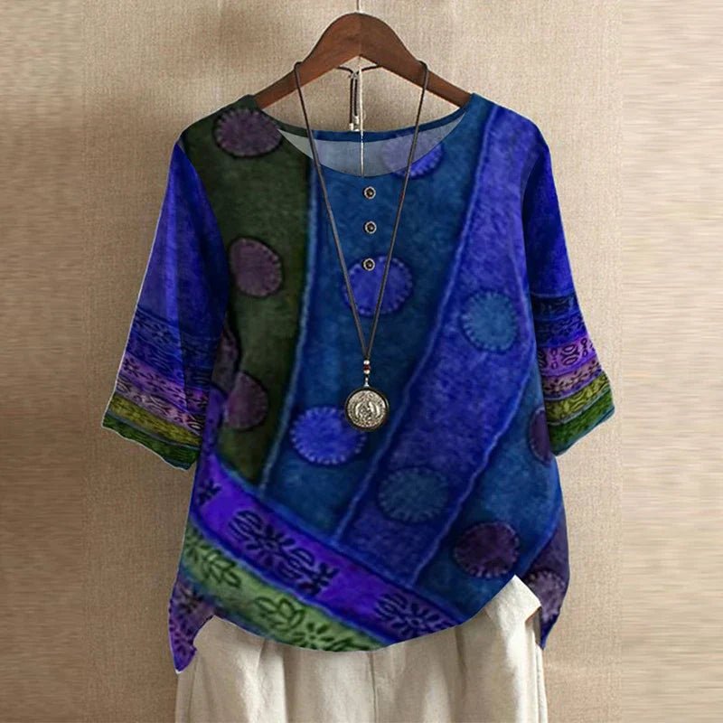 Women’s Plus Size Floral Blouse Relaxed Vintage Summer Style 4