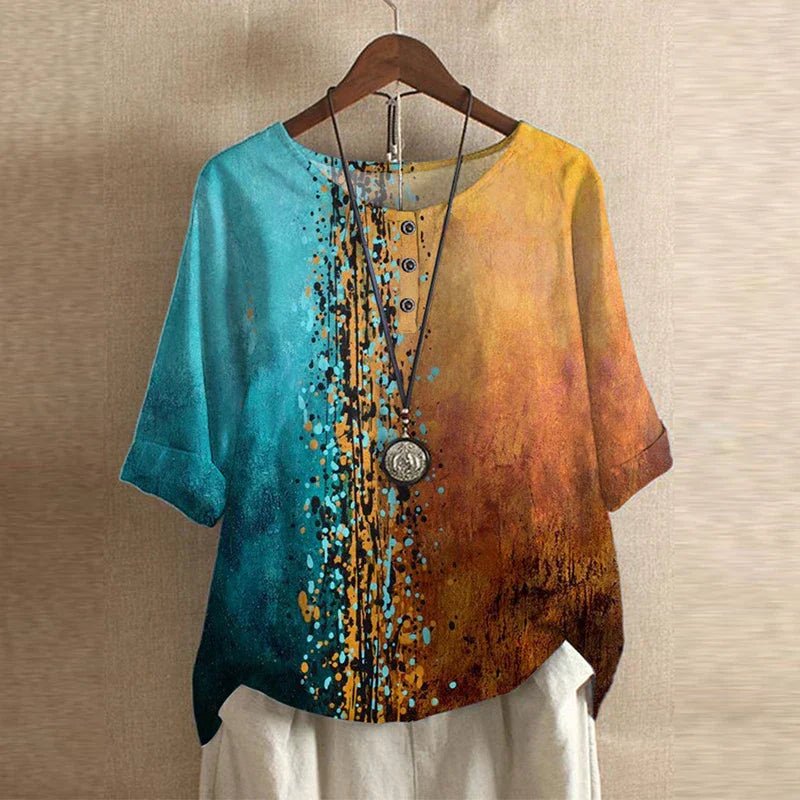 Women’s Plus Size Floral Blouse Relaxed Vintage Summer Style 7