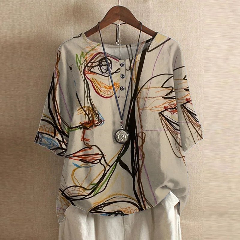 Women’s Plus Size Floral Blouse Relaxed Vintage Summer Style 9