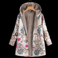 Women’s Plus Size Floral Hooded Coat Cozy Fleece Lining for Winter 0