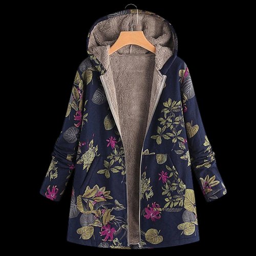 Women’s Plus Size Floral Hooded Coat Cozy Fleece Lining for Winter 1