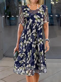 Women’s Plus Size Floral Midi Dress Elegant A-Line Summer Style 0