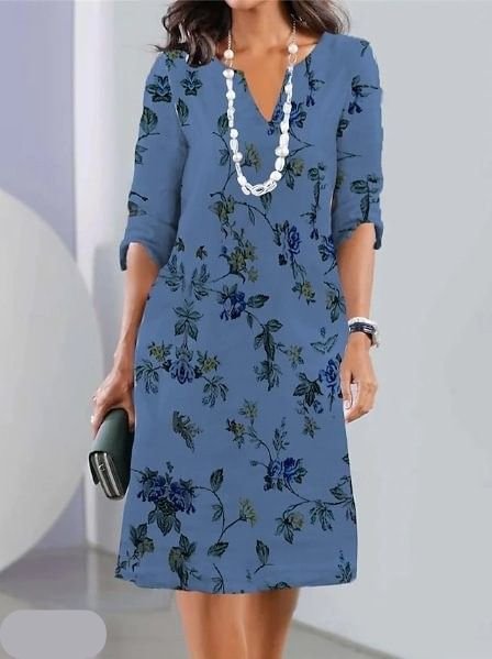Women’s Plus Size Floral Midi Dress Elegant A-Line Summer Style 3