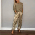 Women’s Plus Size Lounge Set Relaxed Fit Cargo Pants and Top 0