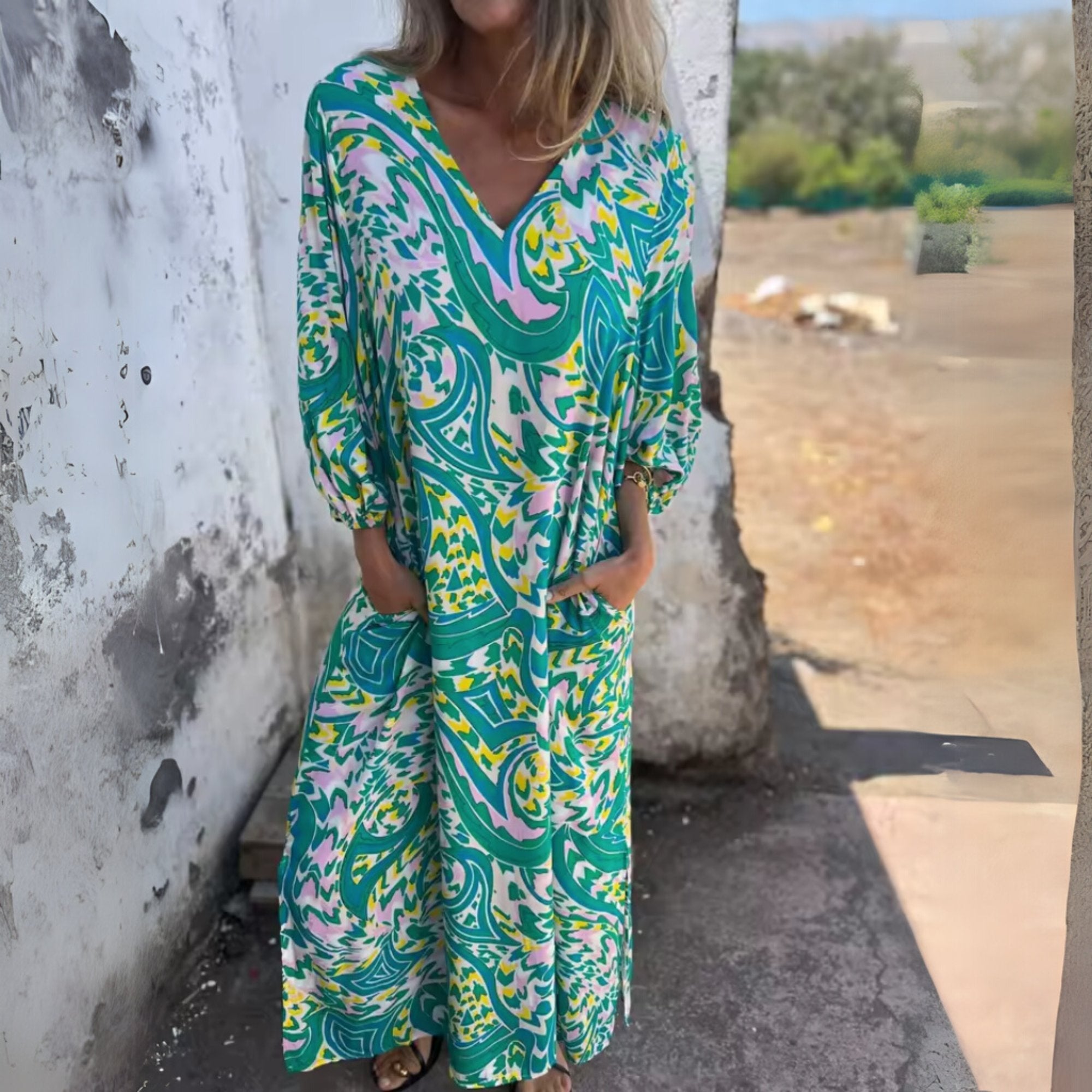 Women’s Plus Size Maxi Dress V-Neck Long Sleeve Leopard Print 6