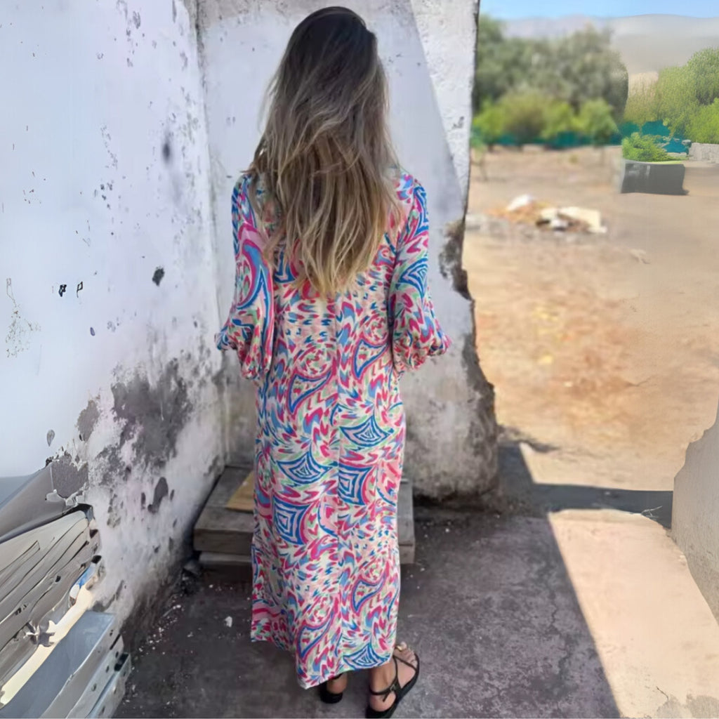 Women’s Plus Size Maxi Dress V-Neck Long Sleeve Leopard Print 7