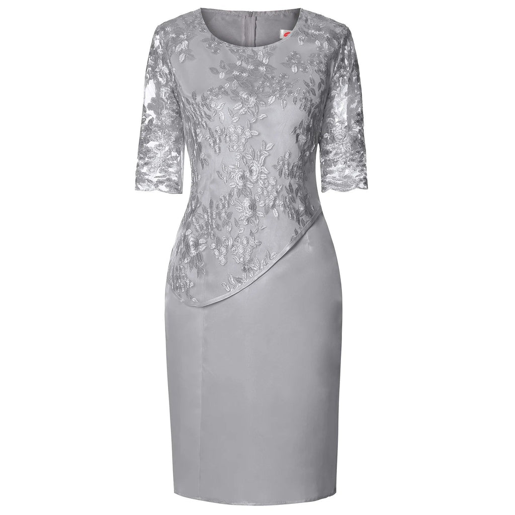 Women’s Plus Size Midi Dress Elegant Floral Lace Design 2