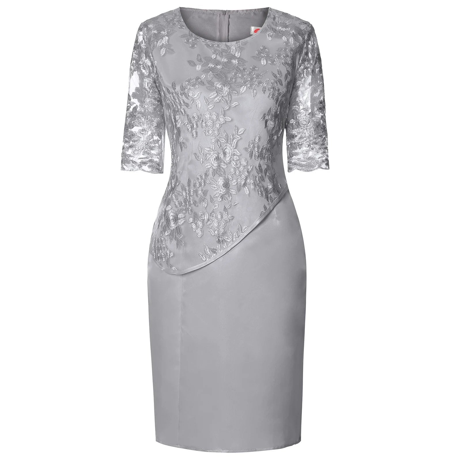 Women’s Plus Size Midi Dress Elegant Floral Lace Design 2