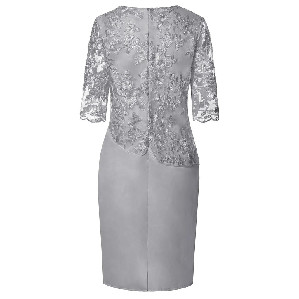 Women’s Plus Size Midi Dress Elegant Floral Lace Design 4