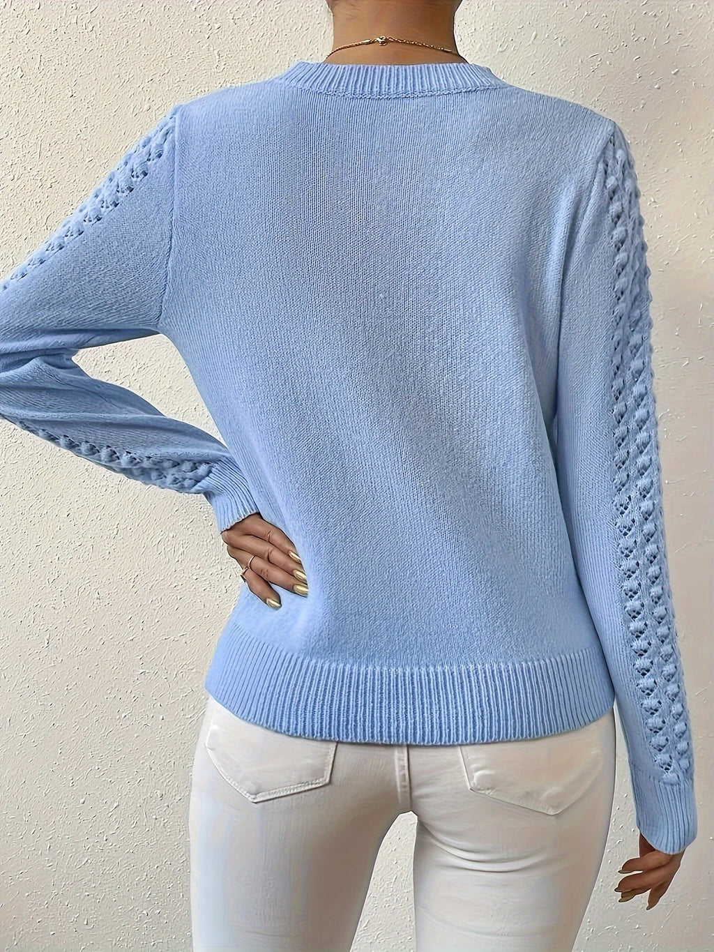 Women’s Pointelle-Knit Sweater Elegant Everyday Layer 2