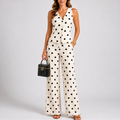Women’s Polka Dot Two Piece Set Sleeveless Top and Wide Leg Trousers 0