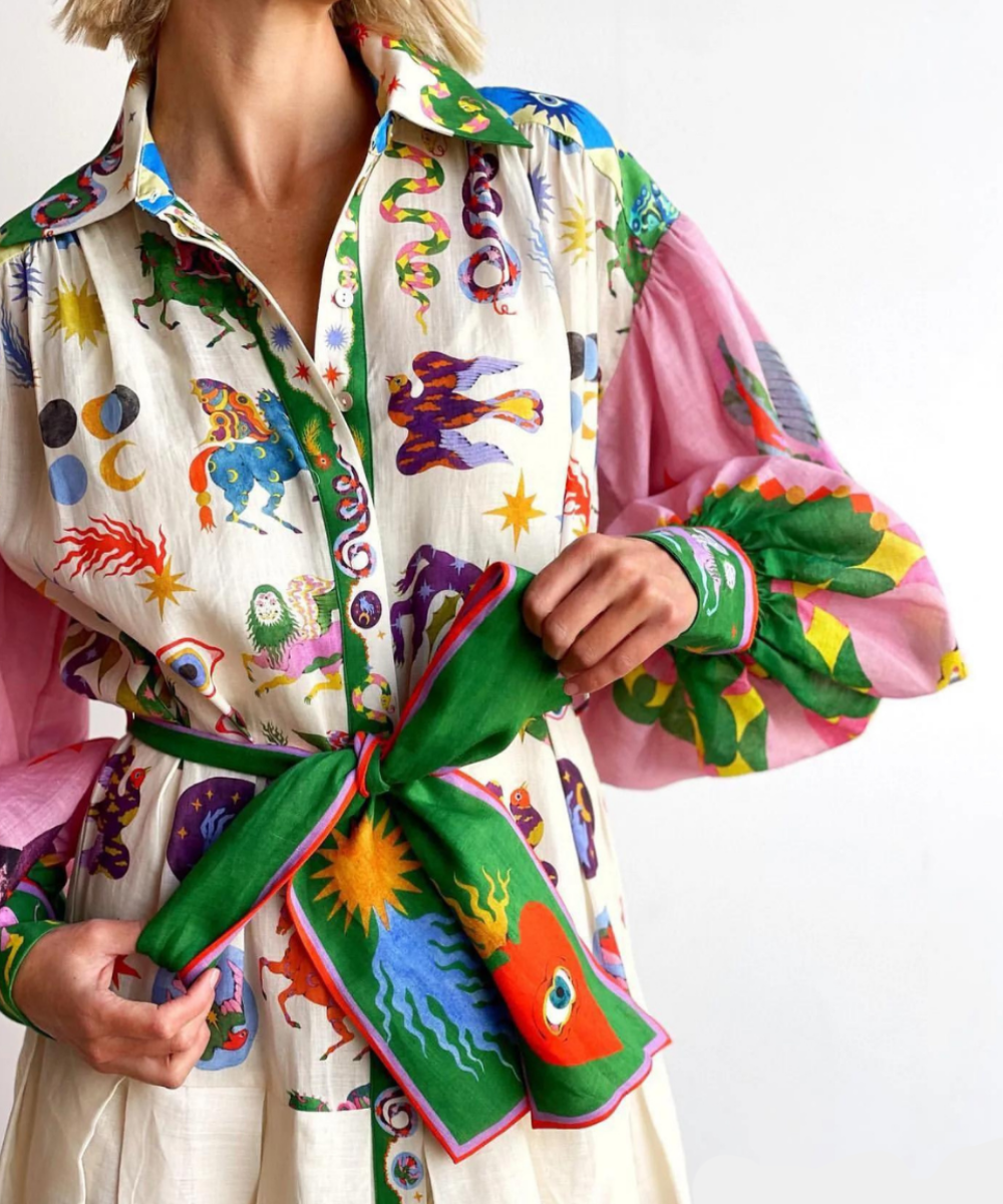 Women’s Printed Maxi Dress Flowy Artistic Design for Summer 2