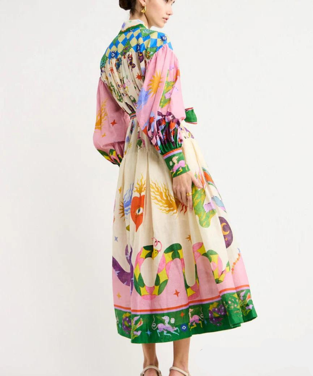Women’s Printed Maxi Dress Flowy Artistic Design for Summer 4