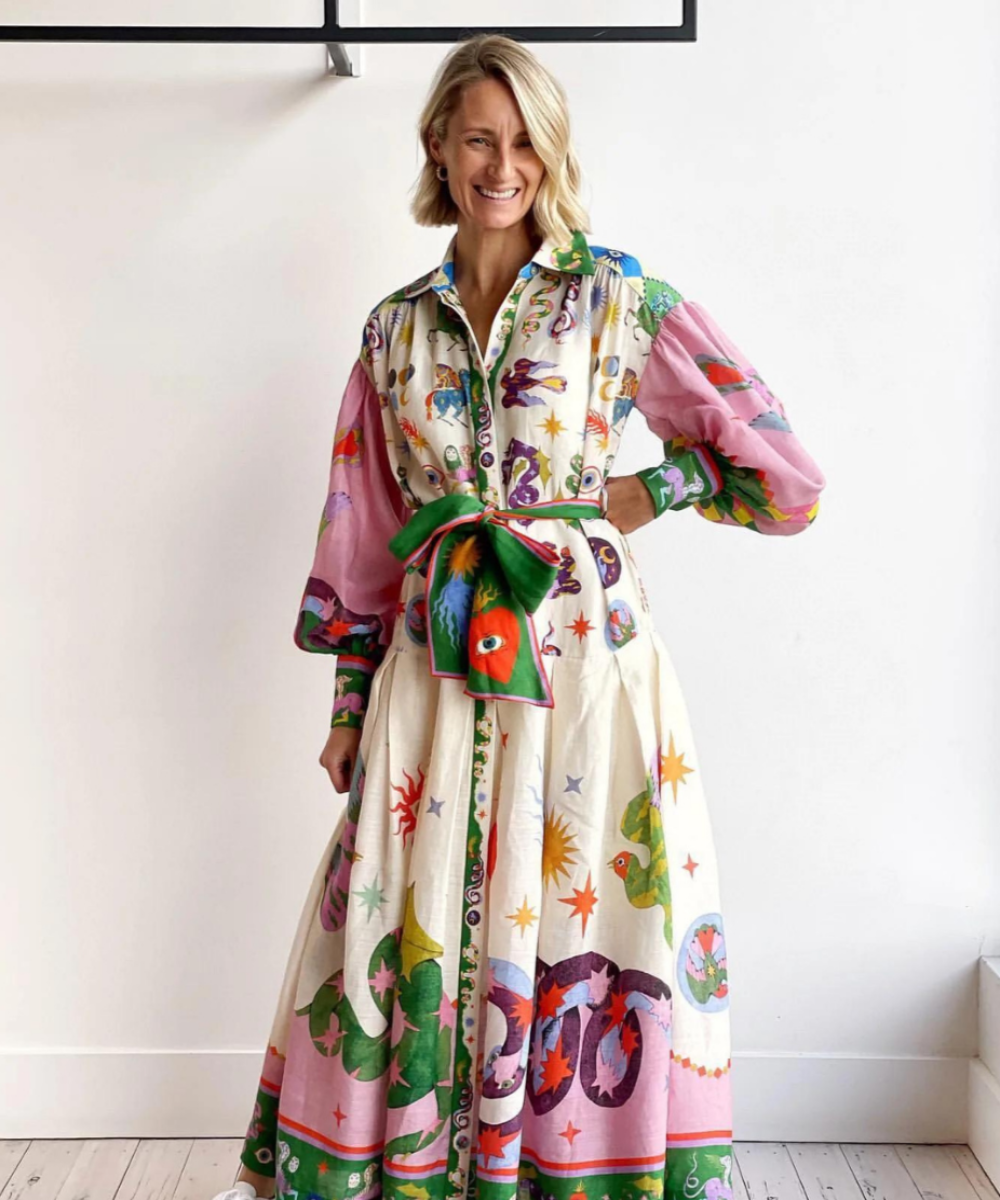 Women’s Printed Maxi Dress Flowy Artistic Design for Summer 6