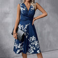 Women’s Printed Midi Dress Elegant A-Line Style for Summer 0