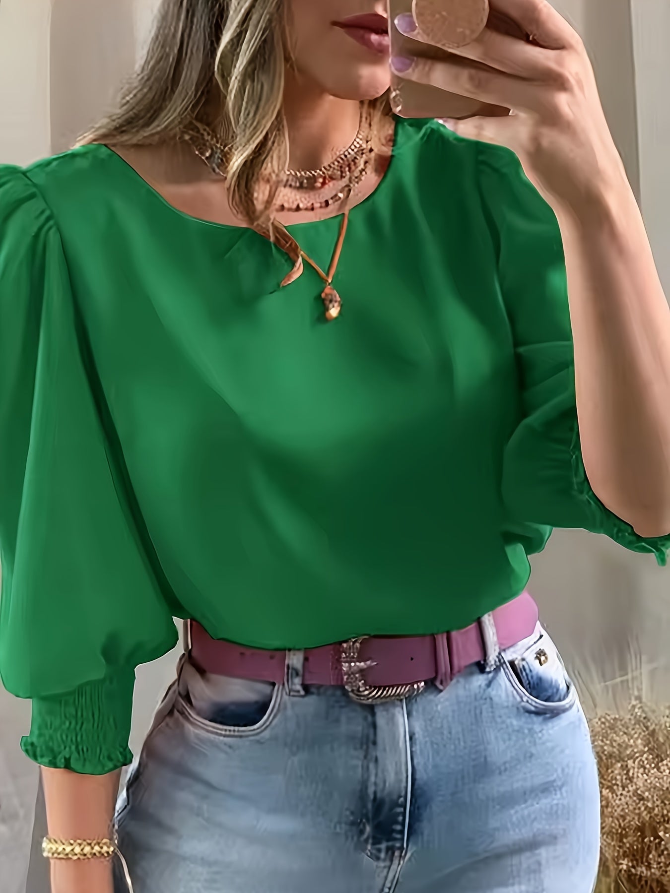Women’s Puff Sleeve Blouse Lightweight Summer Elegance 0