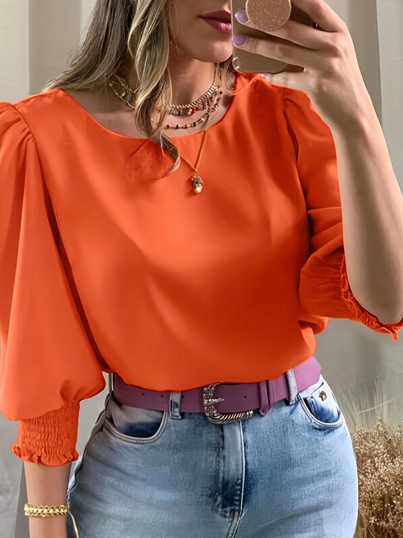 Women’s Puff Sleeve Blouse Lightweight Summer Elegance 1