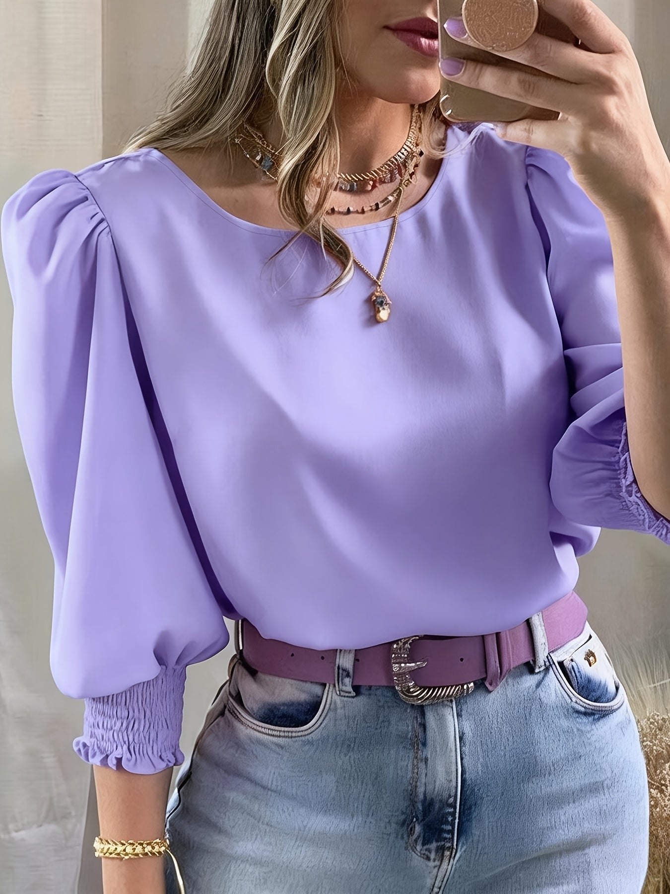 Women’s Puff Sleeve Blouse Lightweight Summer Elegance 11