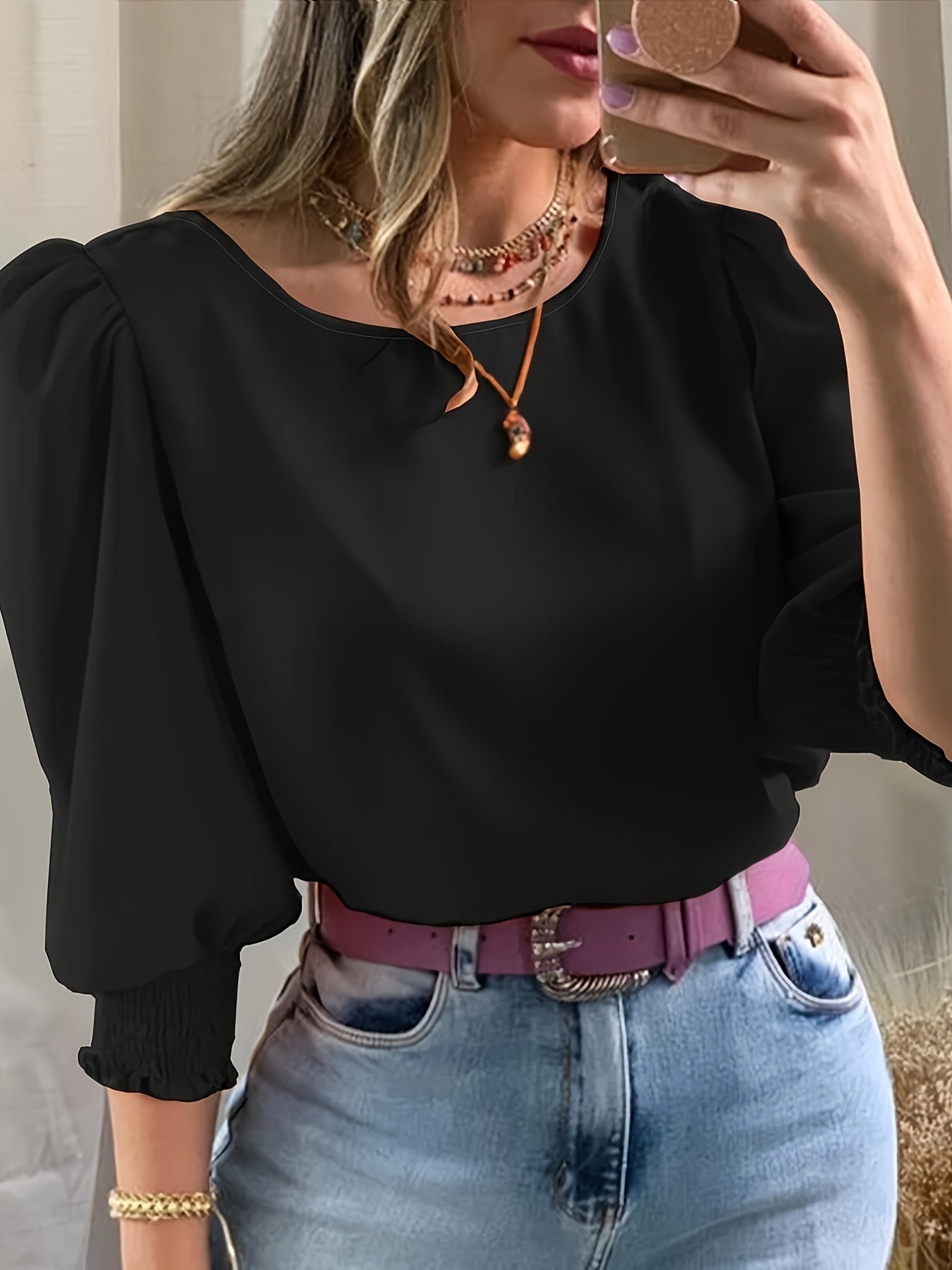 Women’s Puff Sleeve Blouse Lightweight Summer Elegance 2