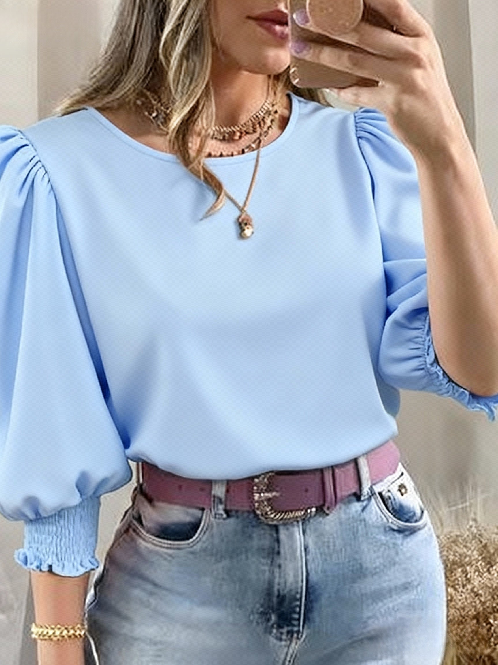 Women’s Puff Sleeve Blouse Lightweight Summer Elegance 3