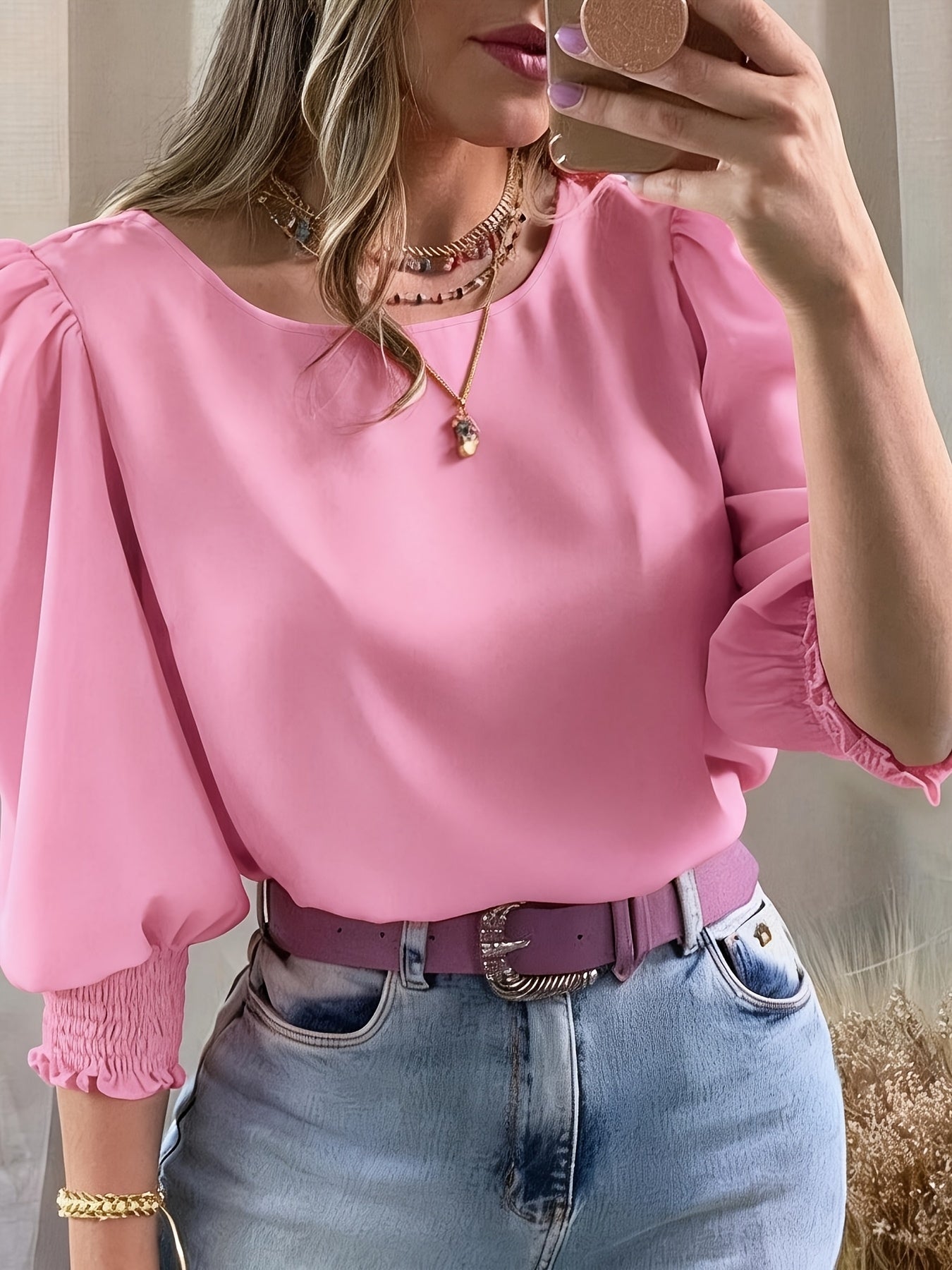 Women’s Puff Sleeve Blouse Lightweight Summer Elegance 4