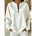 Women’s Quarter-Zip High-Neck Sweatshirt Relaxed Fit Casual Style 0