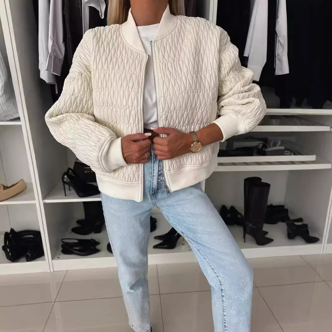 Women’s Quilted Bomber Jacket Stylish Summer Layering 0