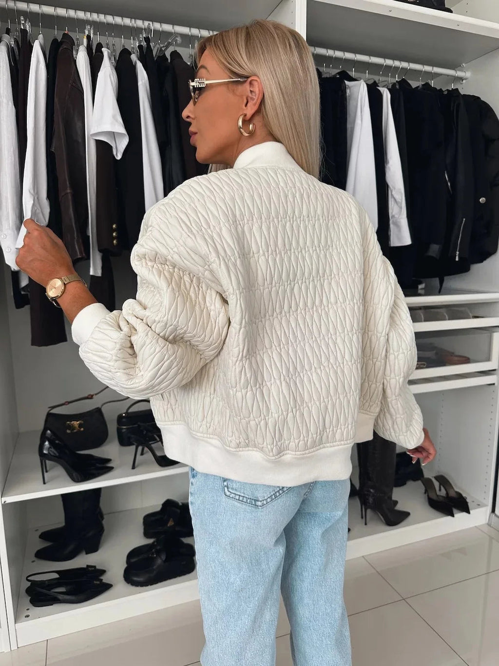 Women’s Quilted Bomber Jacket Stylish Summer Layering 1