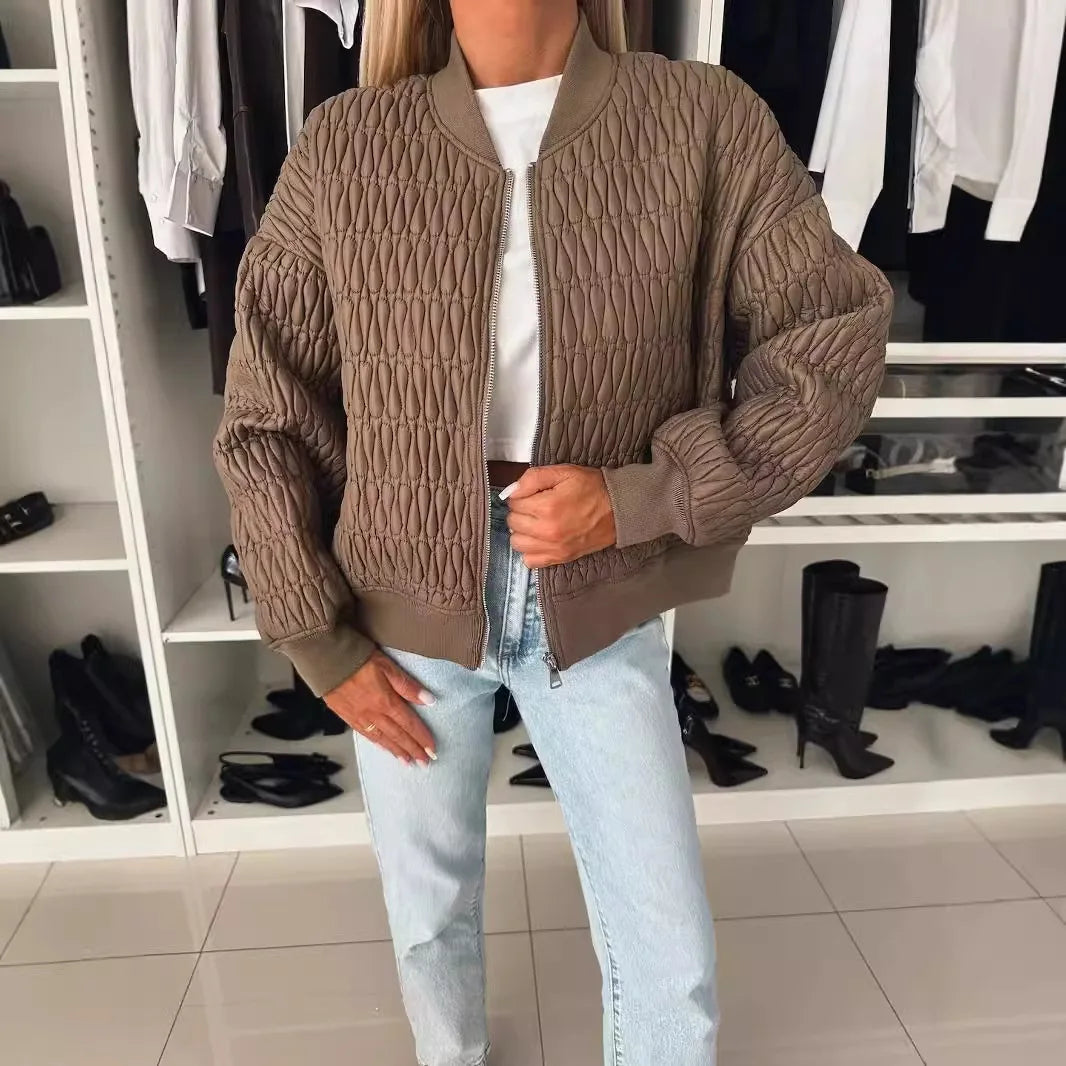 Women’s Quilted Bomber Jacket Stylish Summer Layering 5