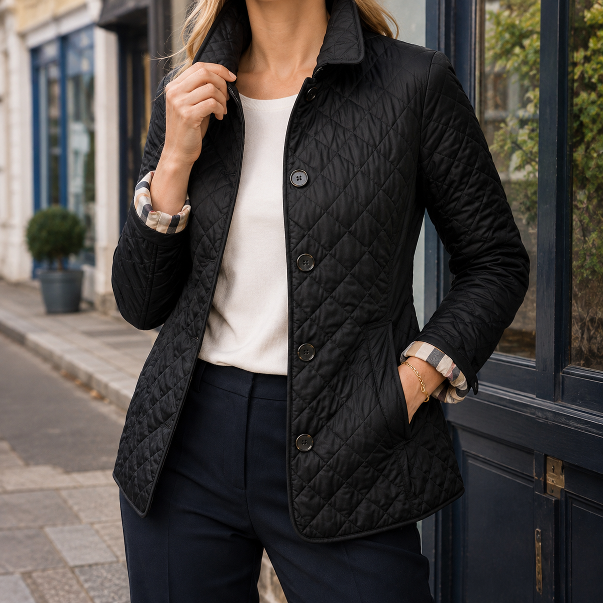 Women’s Quilted Jacket Lightweight Diamond Pattern Design 0