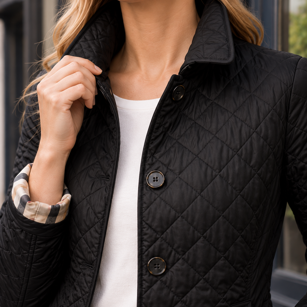 Women’s Quilted Jacket Lightweight Diamond Pattern Design 1