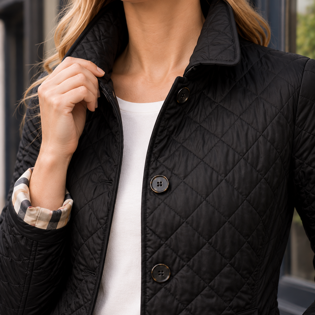 Women’s Quilted Jacket Lightweight Diamond Pattern Design 1