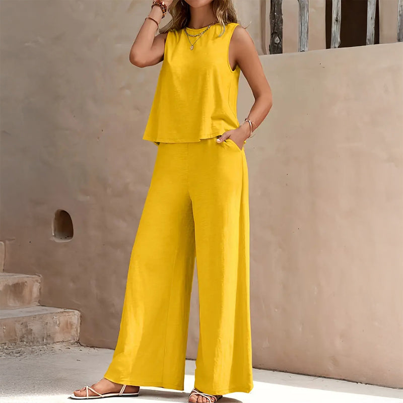 Women’s Relaxed 2-Piece Set Bold Color Summer Style 0