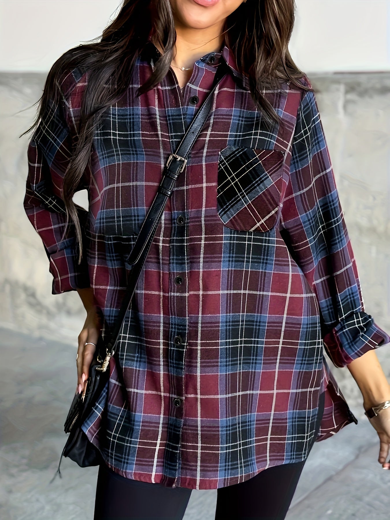 Women’s Relaxed Checked Shirt Classic Everyday Layering Style 4