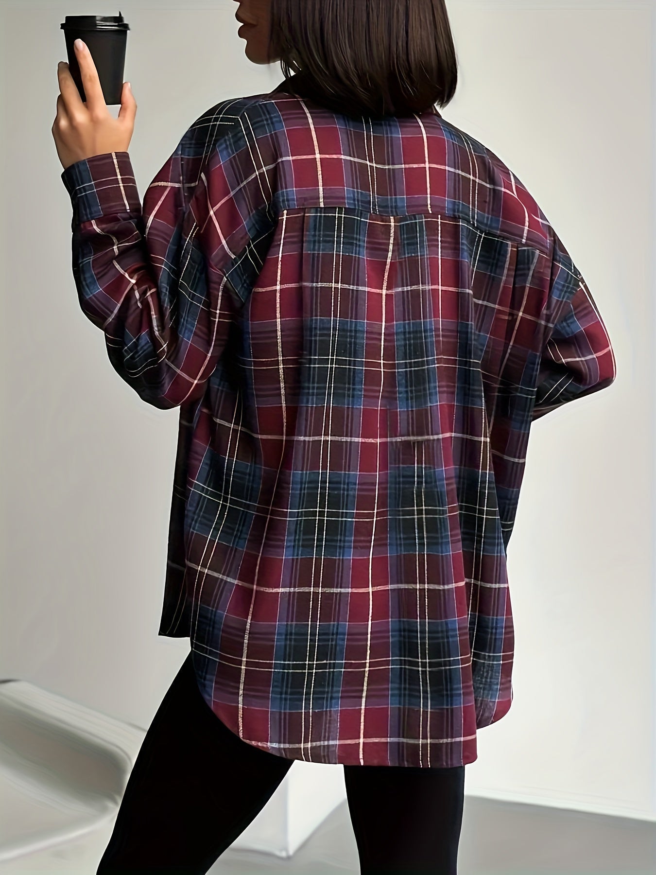 Women’s Relaxed Checked Shirt Classic Everyday Layering Style 5