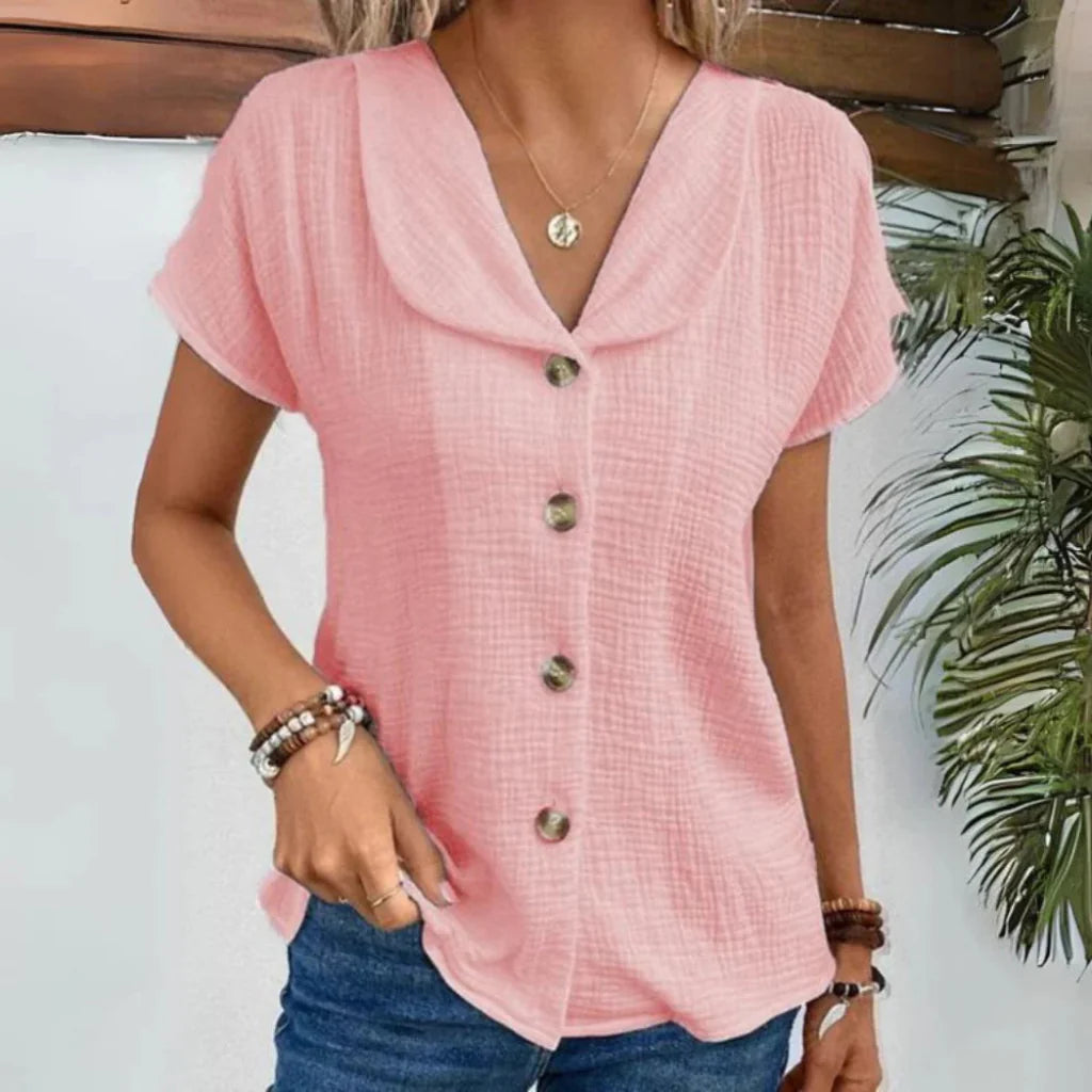 Women’s Relaxed Fit Button-Down Blouse with Collared Neckline 1
