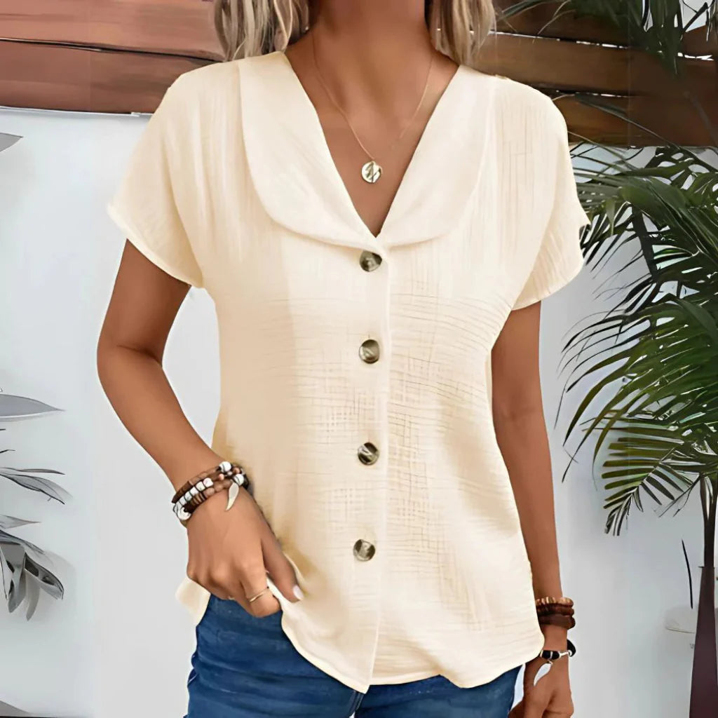 Women’s Relaxed Fit Button-Down Blouse with Collared Neckline 2