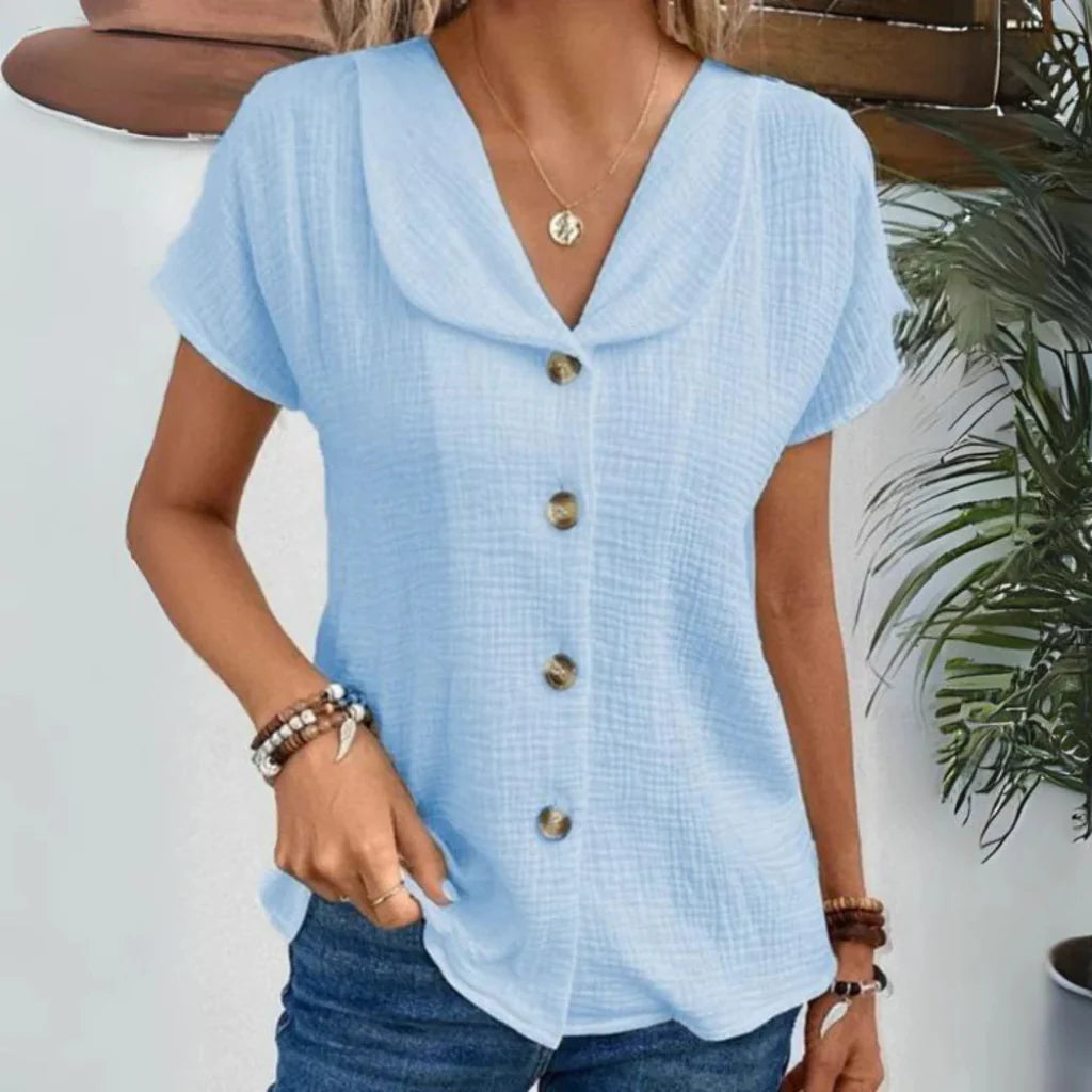 Women’s Relaxed Fit Button-Down Blouse with Collared Neckline 3