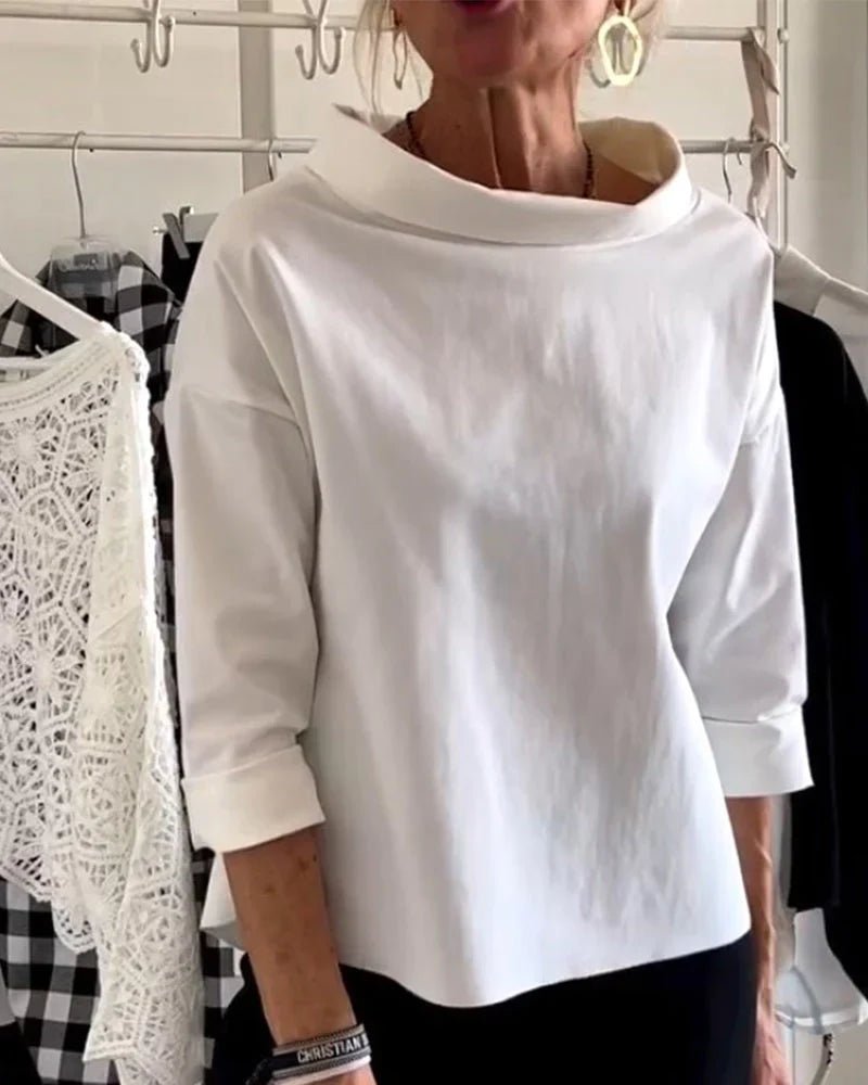 Women’s Relaxed Fit Cowl Neck Top with 3/4 Sleeves 0