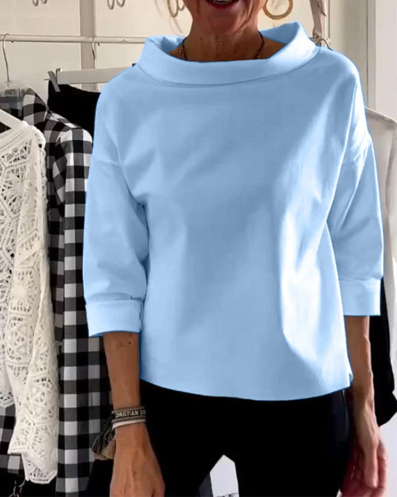 Women’s Relaxed Fit Cowl Neck Top with 3/4 Sleeves 1
